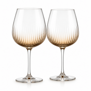 Amber Optic Rib Red Wine Glass – Set of 2 on a white background