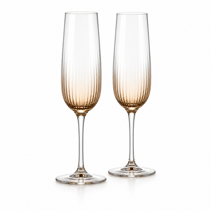 Amber Optic Rib Champagne Flute – Set of 2