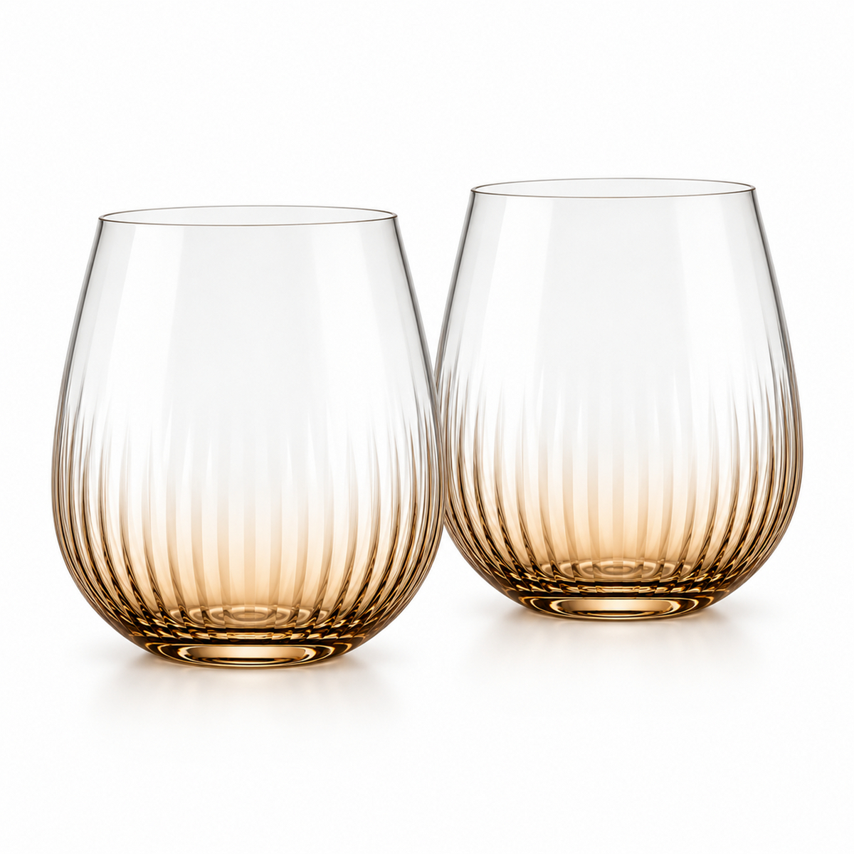 Amber Optic Rib Stemless Wine Tumbler – Set of 2