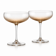 Amber Optic Rib Coupe Cocktail Glass – Set of 2 on a white background