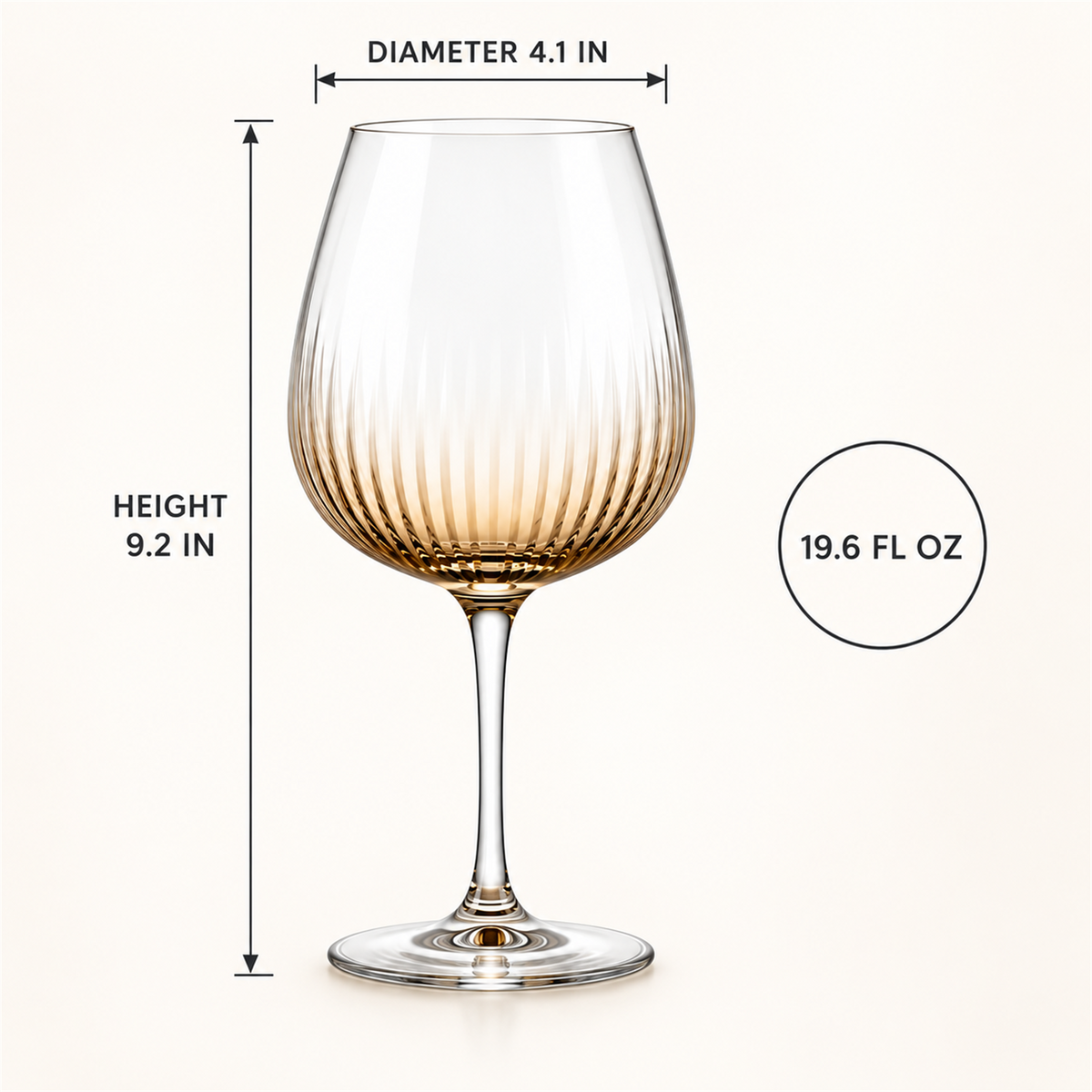 Amber Optic Rib Red Wine Glass – Set of 2