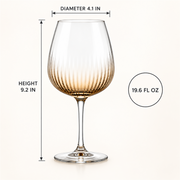 Amber Optic Rib Red Wine Glass – Set of 2 – Dimensions diagram