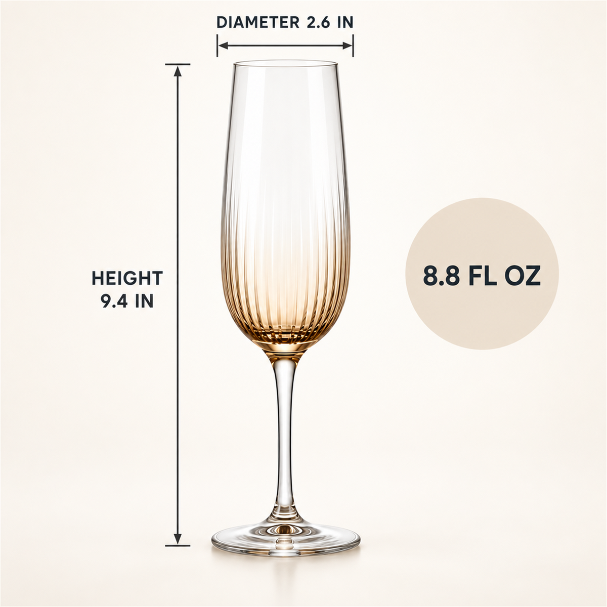 Amber Optic Rib Champagne Flute – Set of 2
