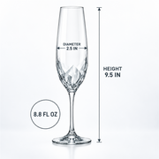 Glacier Facet Champagne Flute – Set of 2 – Dimensions diagram