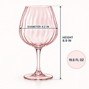 Vintage Wave Red Wine Glass – Set of 2 – Dimensions diagram