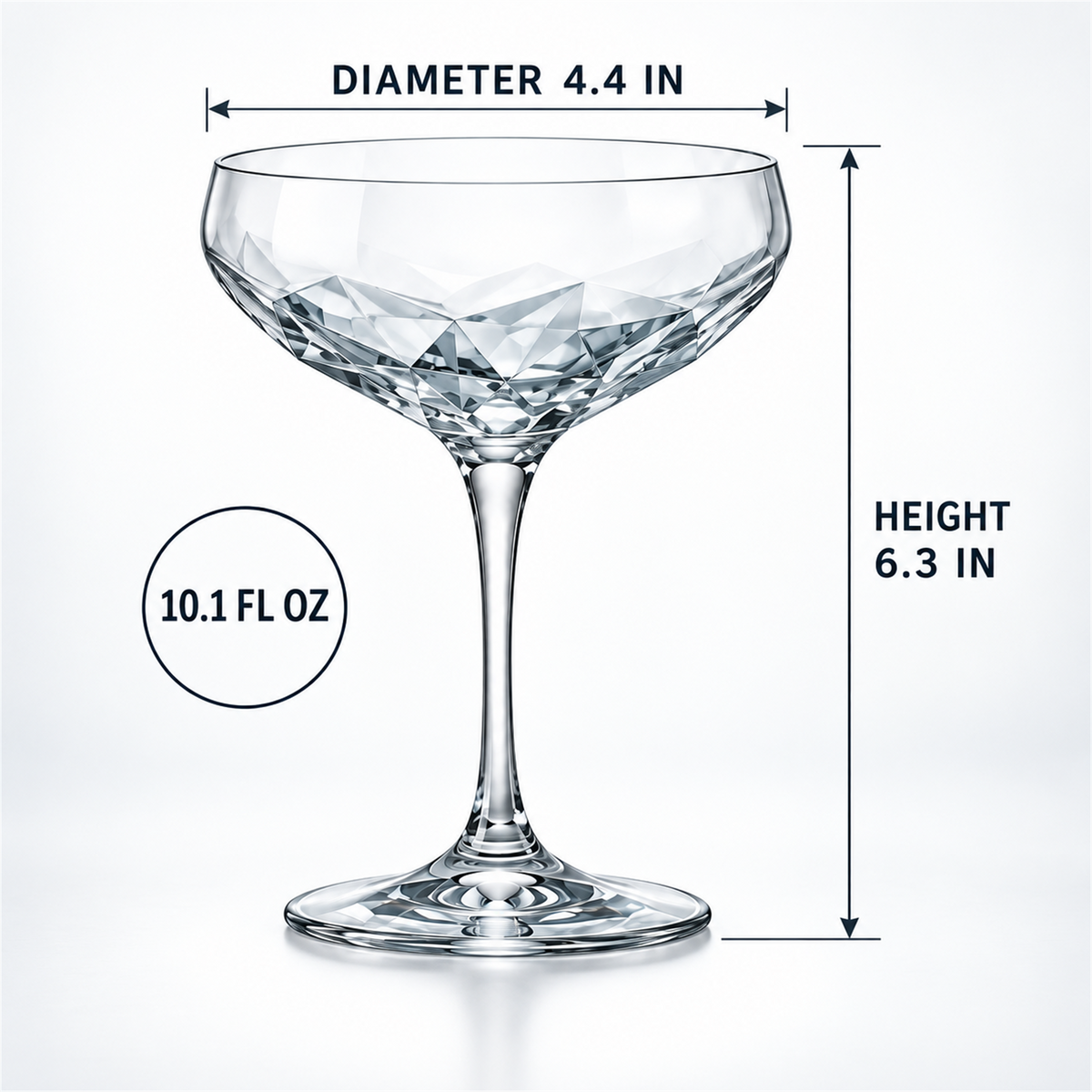 Glacier Facet Coupe Cocktail Glass – Set of 2