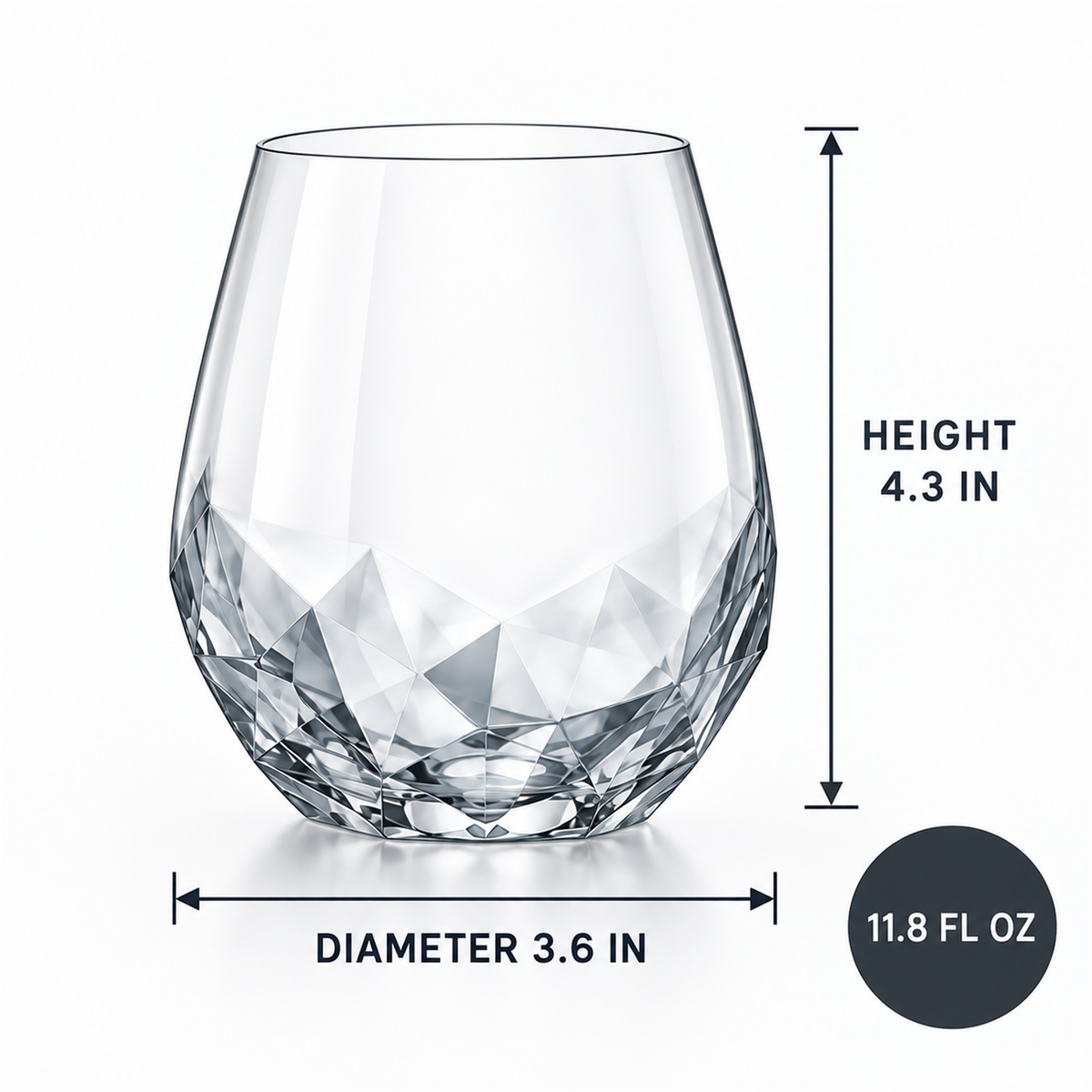 Glacier Facet Stemless Wine Tumbler – Set of 2