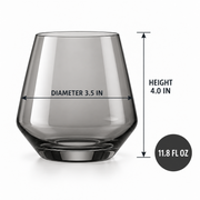 Smoke Architectural Stemless Wine Tumbler – Set of 2 – Dimensions diagram