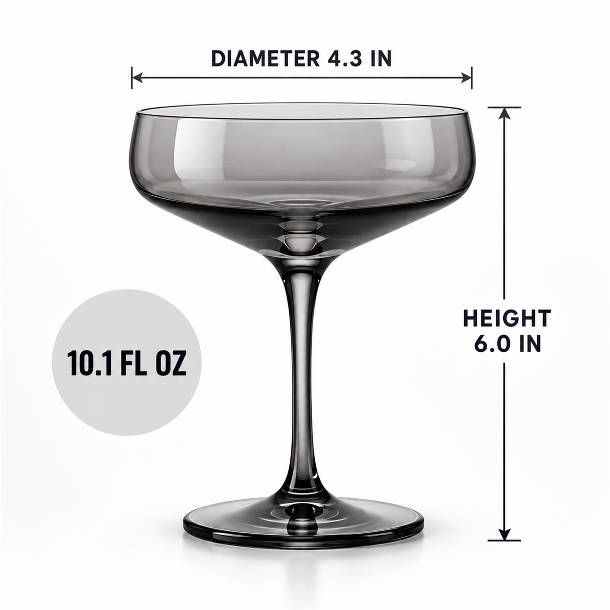 Smoke Architectural Coupe Cocktail Glass – Set of 2
