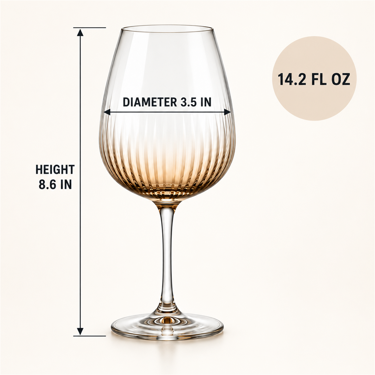 Amber Optic Rib White Wine Glass – Set of 2
