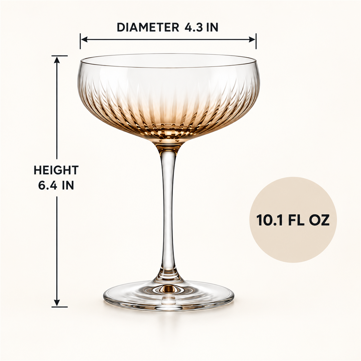 Amber Optic Rib Coupe Cocktail Glass – Set of 2