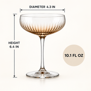 Amber Optic Rib Coupe Cocktail Glass – Set of 2 – Dimensions diagram