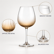 Amber Optic Rib Red Wine Glass – Set of 2 – Design details