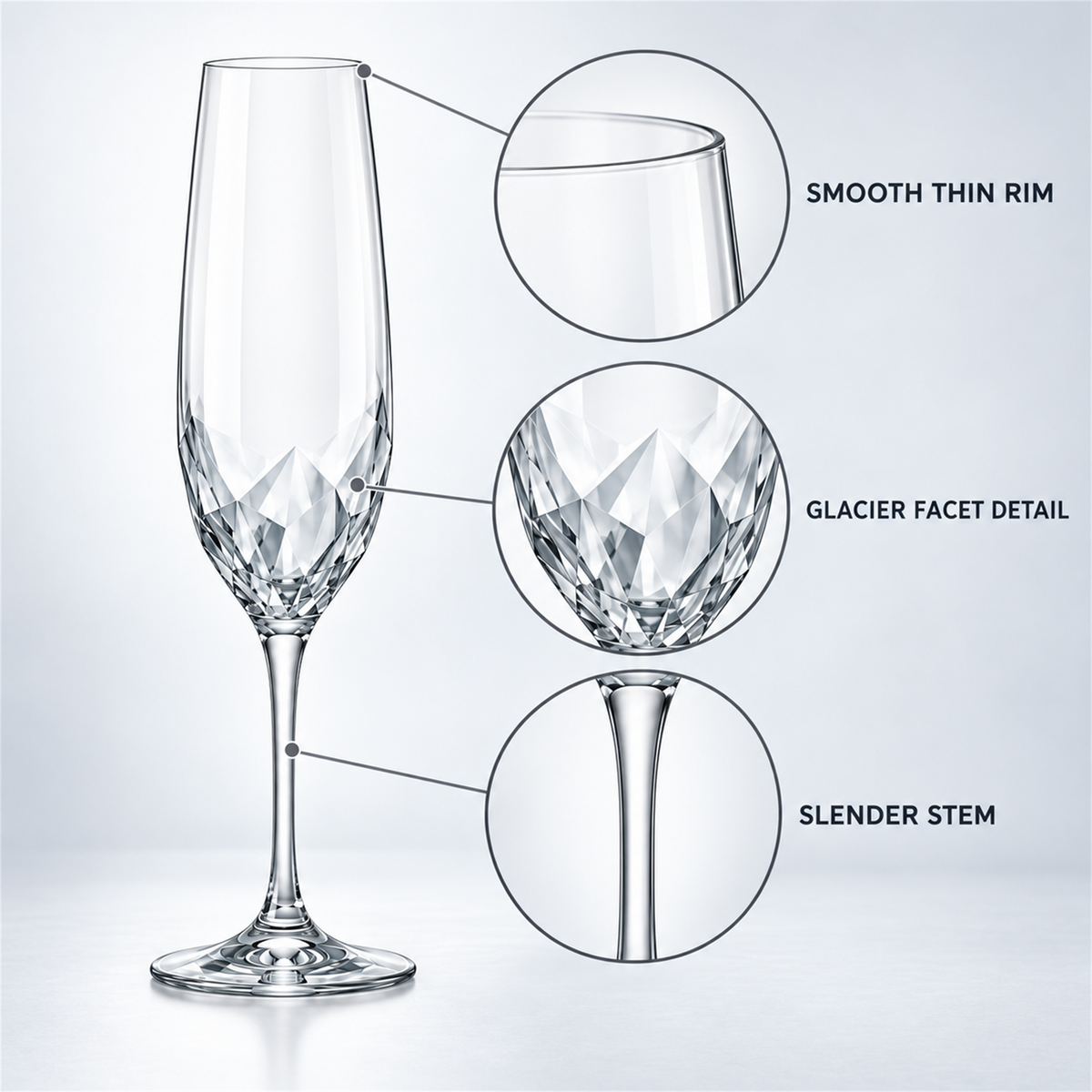 Glacier Facet Champagne Flute – Set of 2