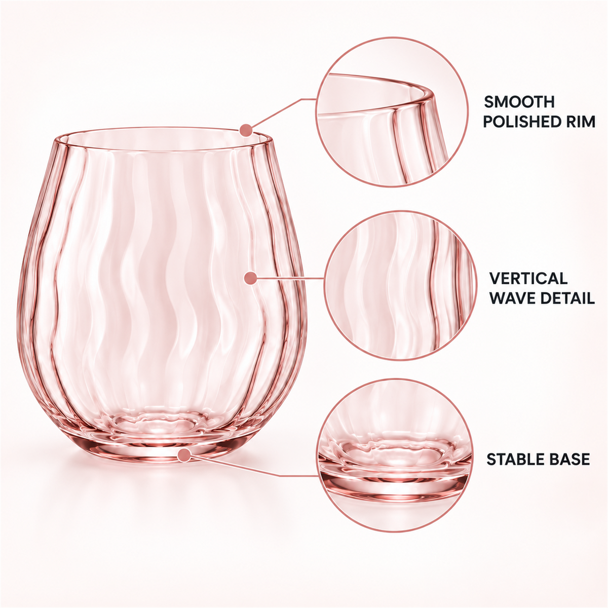 Vintage Wave Stemless Wine Tumbler – Set of 2