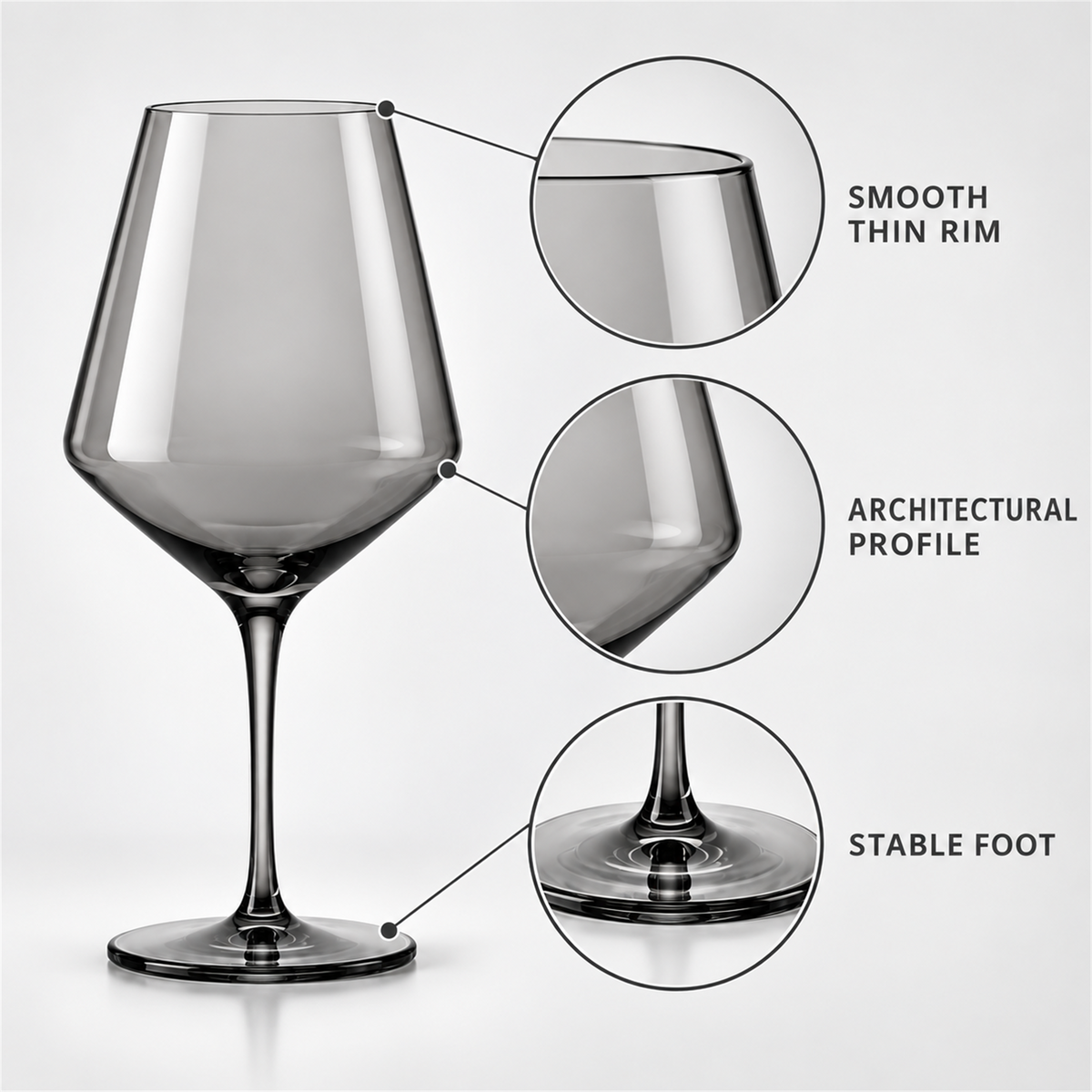Smoke Architectural Red Wine Glass – Set of 2