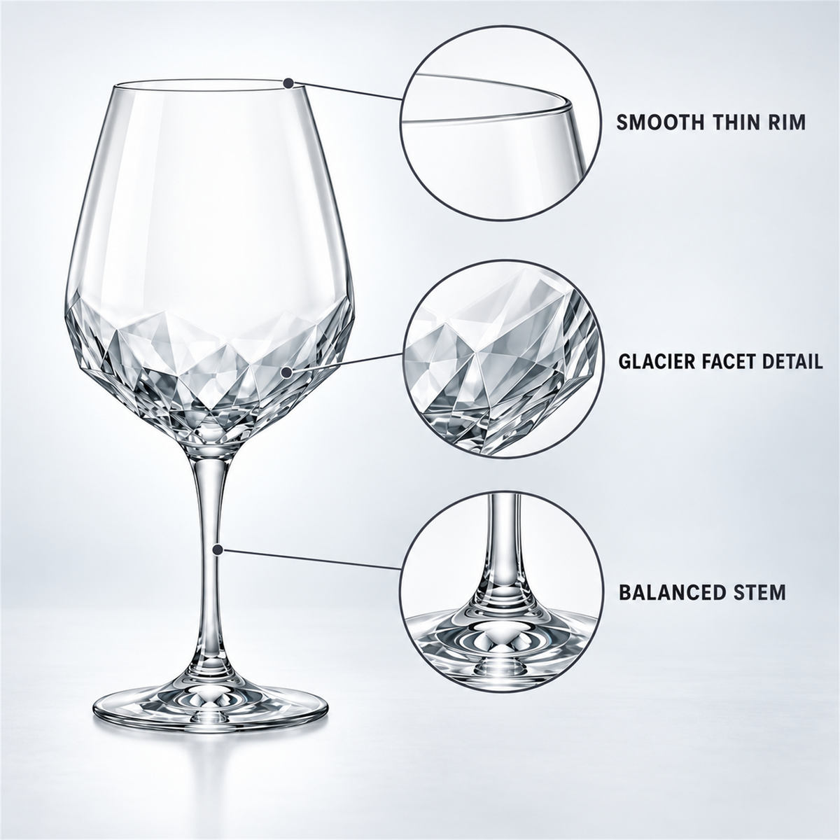 Glacier Facet Red Wine Glass – Set of 2