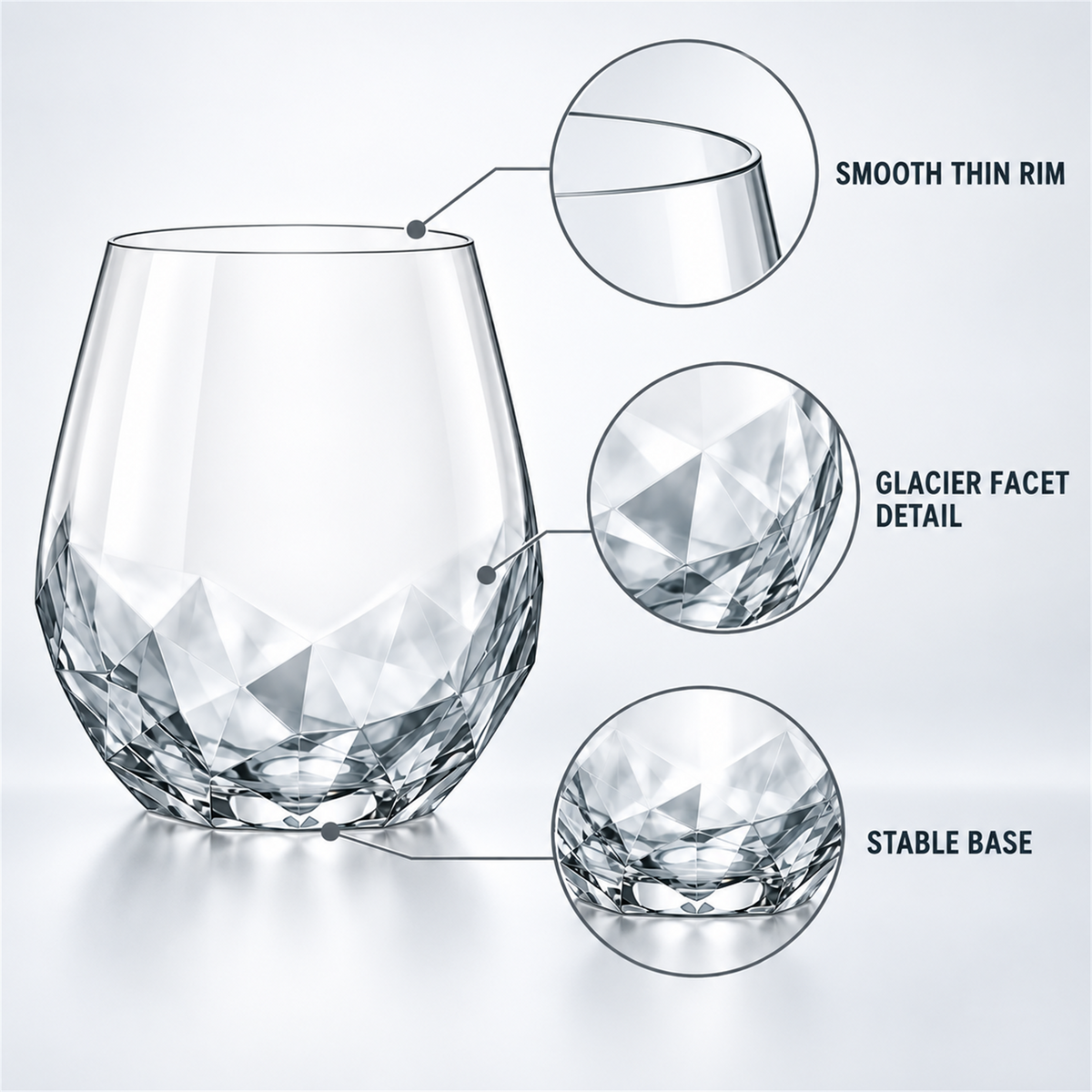 Glacier Facet Stemless Wine Tumbler – Set of 2