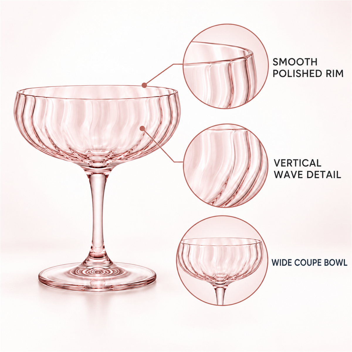 Vintage Wave Coupe Cocktail Glass – Set of 2