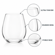 Nordic Thin Wall Stemless Wine Tumbler – Set of 2 – Design details