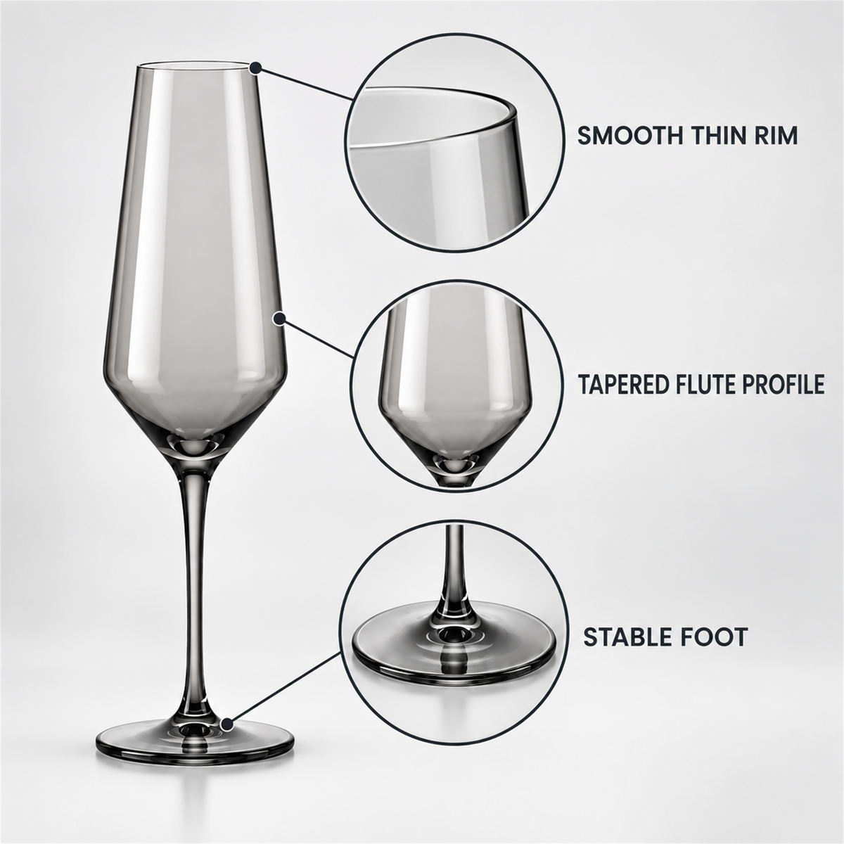 Smoke Architectural Champagne Glass – Set of 2 – Design details