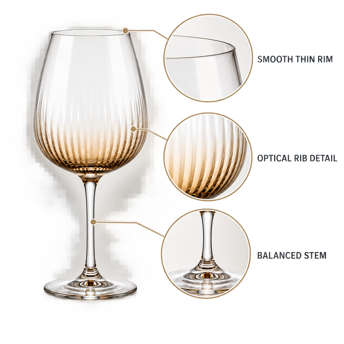 Amber Optic Rib White Wine Glass – Set of 2