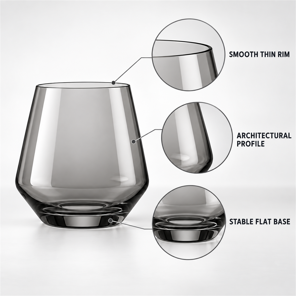 Smoke Architectural Stemless Wine Tumbler – Set of 2