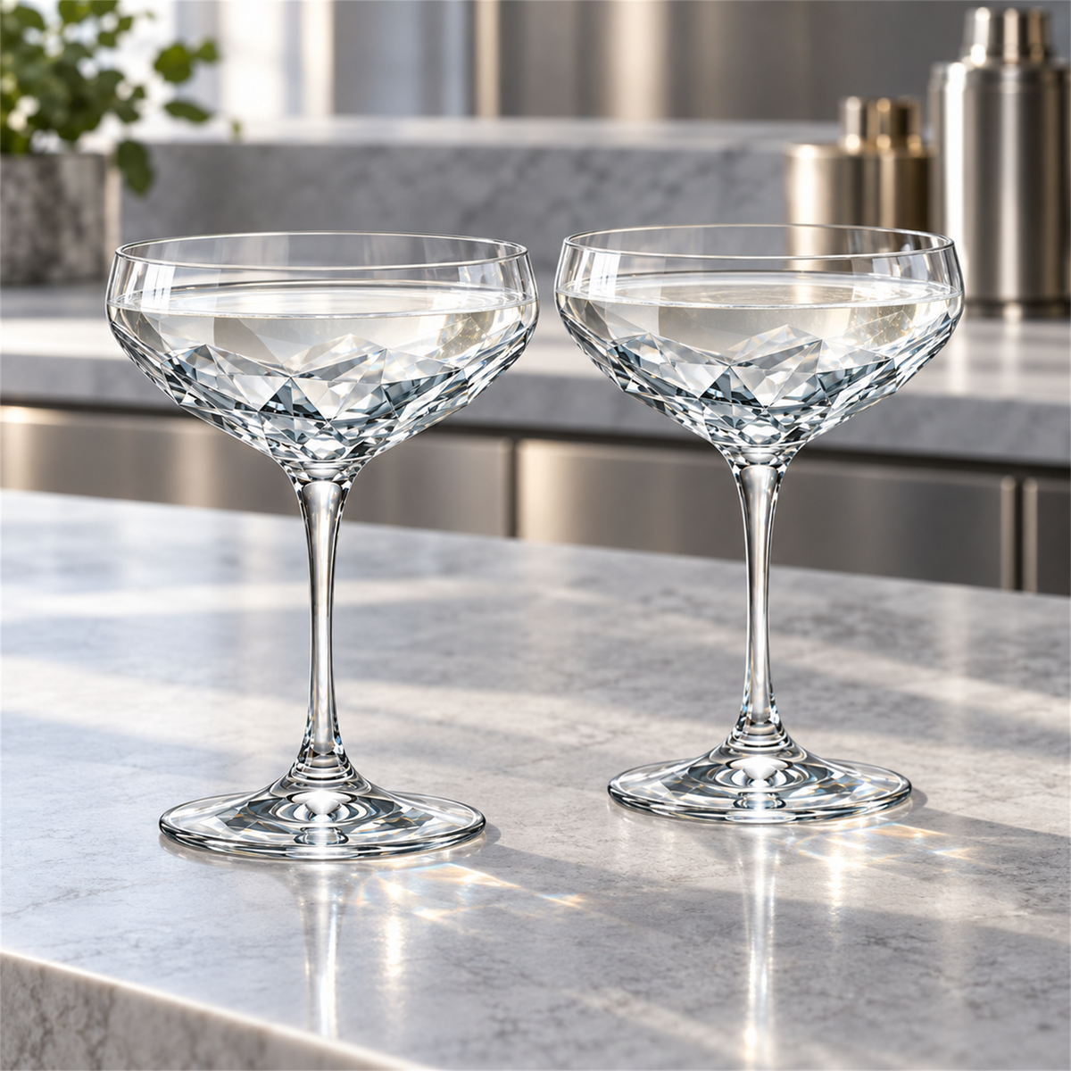 Glacier Facet Coupe Cocktail Glass – Set of 2