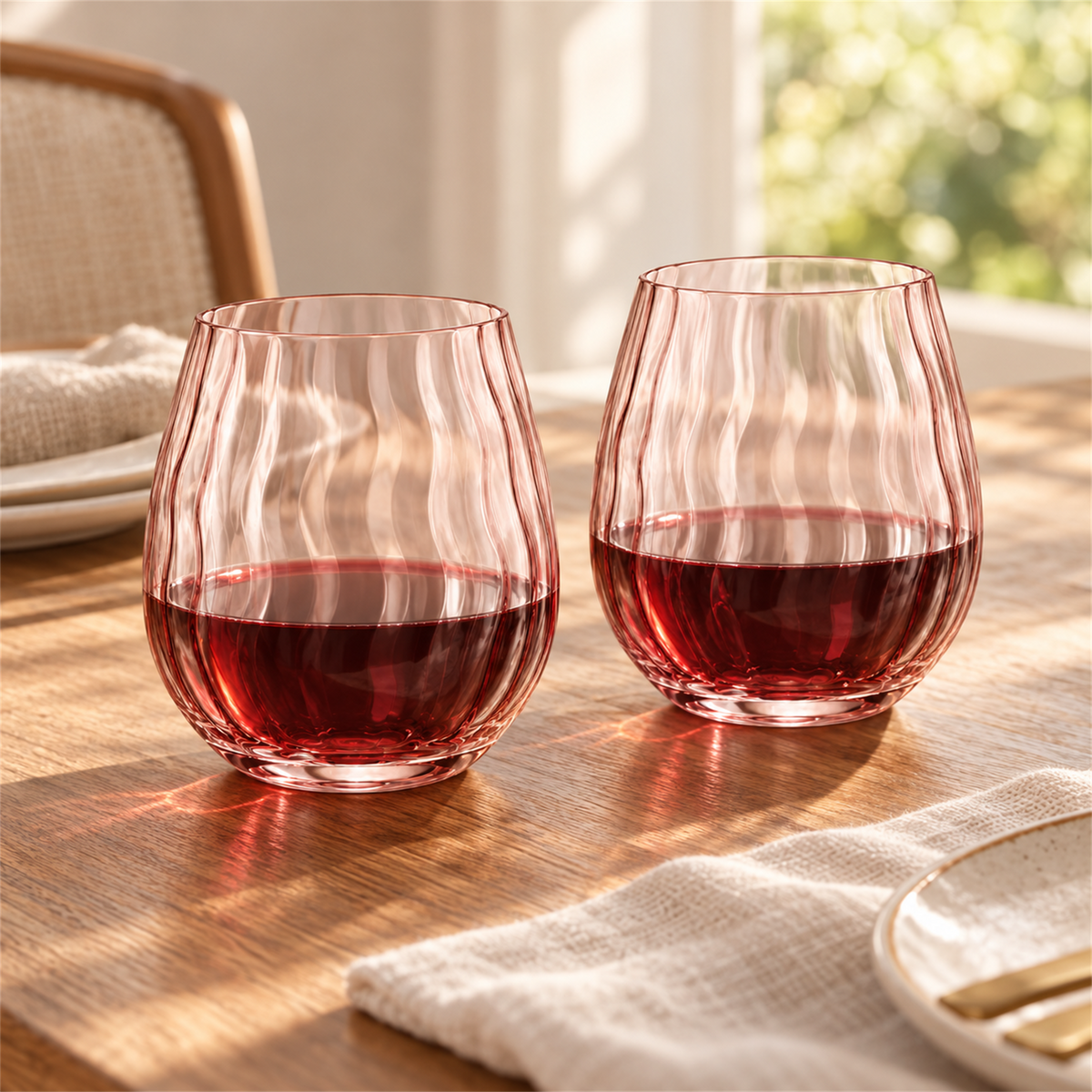 Vintage Wave Stemless Wine Tumbler – Set of 2