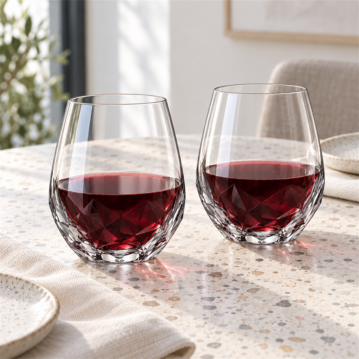 Glacier Facet Stemless Wine Tumbler – Set of 2