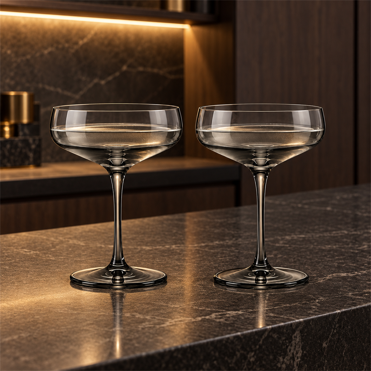Smoke Architectural Coupe Cocktail Glass – Set of 2
