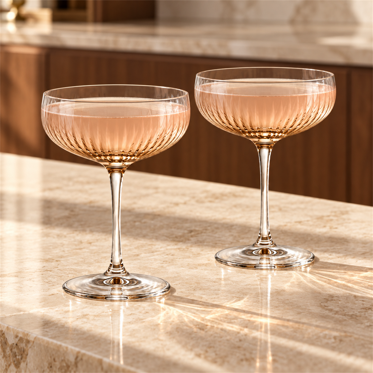 Amber Optic Rib Coupe Cocktail Glass – Set of 2