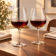 Amber Optic Rib Red Wine Glass – Set of 2 – Lifestyle dining scene