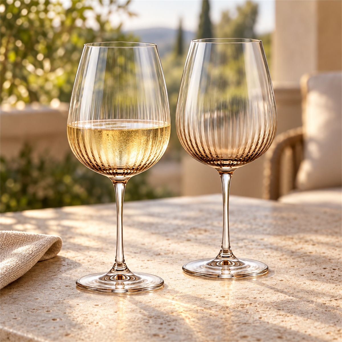 Amber Optic Rib White Wine Glass – Set of 2