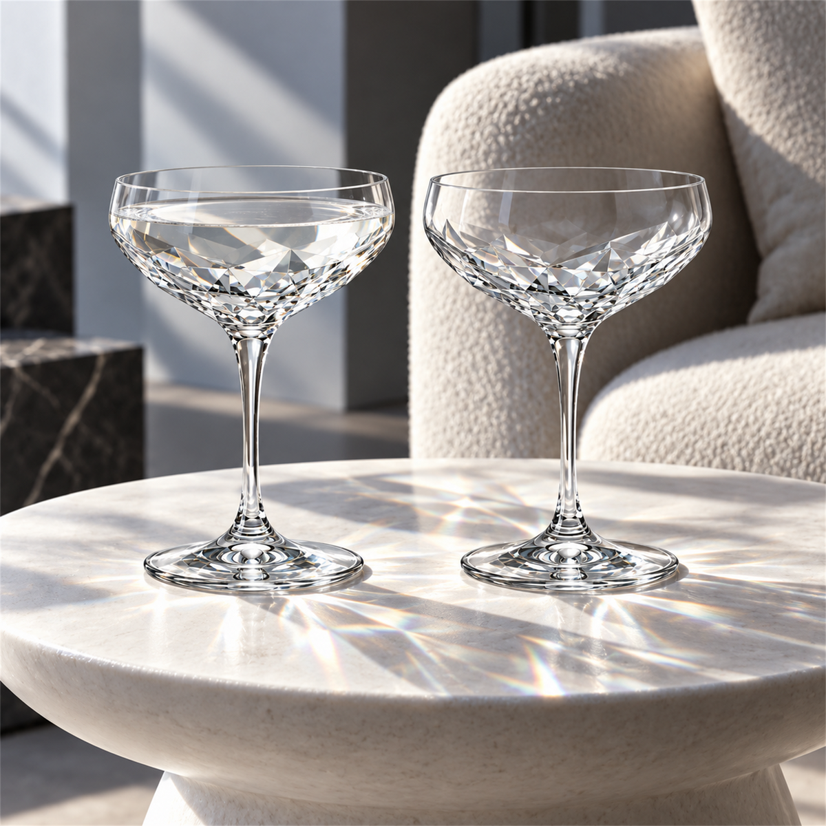 Glacier Facet Coupe Cocktail Glass – Set of 2