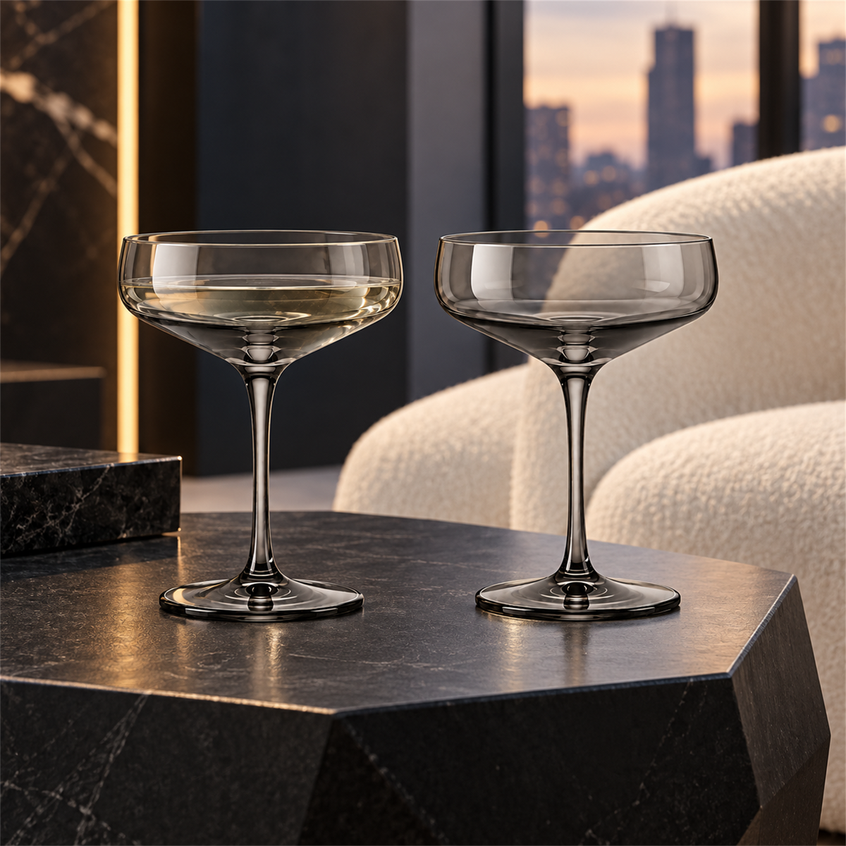 Smoke Architectural Coupe Cocktail Glass – Set of 2