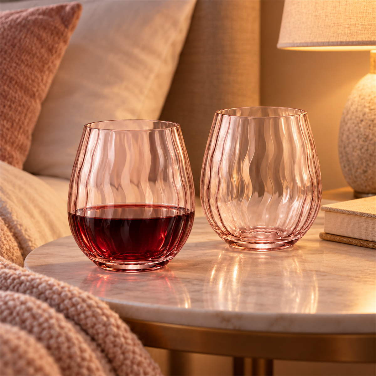 Vintage Wave Stemless Wine Tumbler – Set of 2