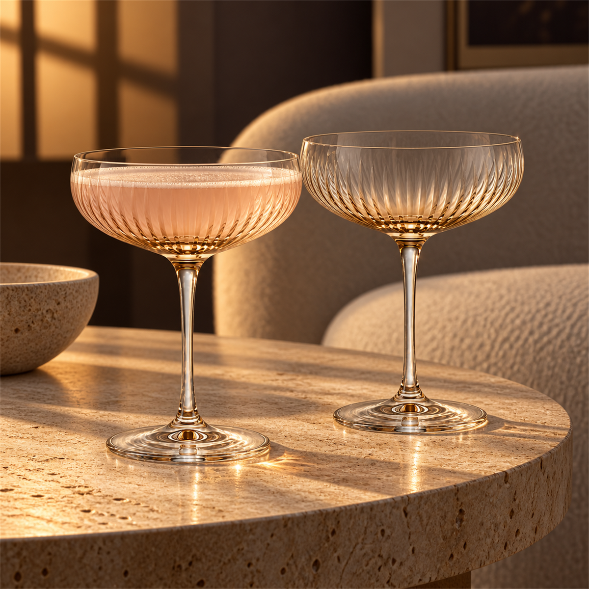 Amber Optic Rib Coupe Cocktail Glass – Set of 2