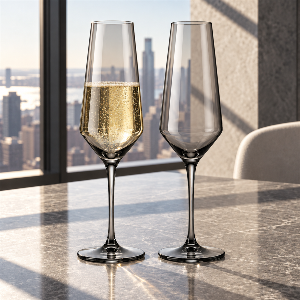 Smoke Architectural Champagne Glass – Set of 2