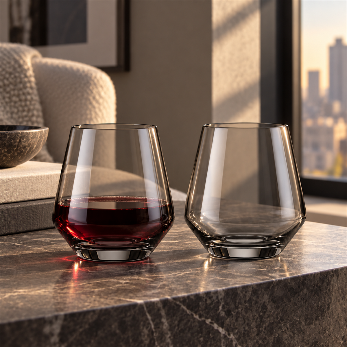 Smoke Architectural Stemless Wine Tumbler – Set of 2