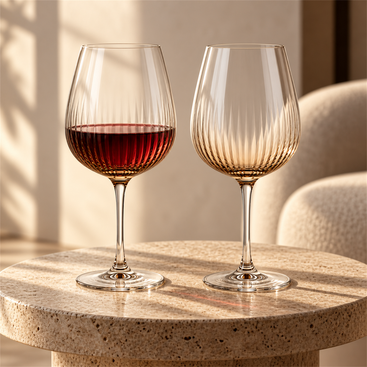 Amber Optic Rib Red Wine Glass – Set of 2