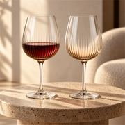 Amber Optic Rib Red Wine Glass – Set of 2 – Lifestyle interior scene